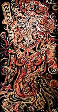 MASKOVANÁ MILENKA 2024 /  50x100 cm, akryl na plátně